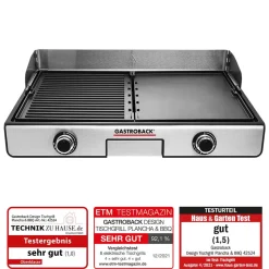 GASTROBACK Kontakt-, Elektro- & Tischgrill*Design Tischgrill Plancha & BBQ