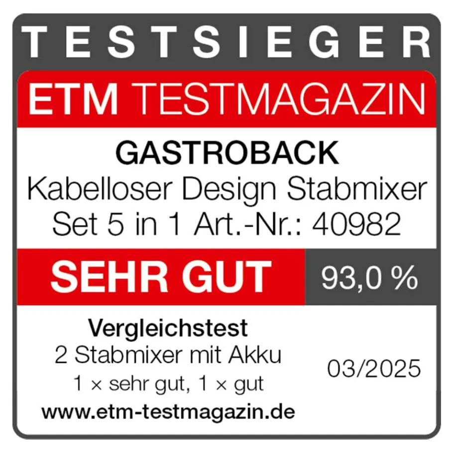 GASTROBACK Stabmixer & Akku-Stabmixer*Kabelloser Design Stabmixer Set 5 in 1